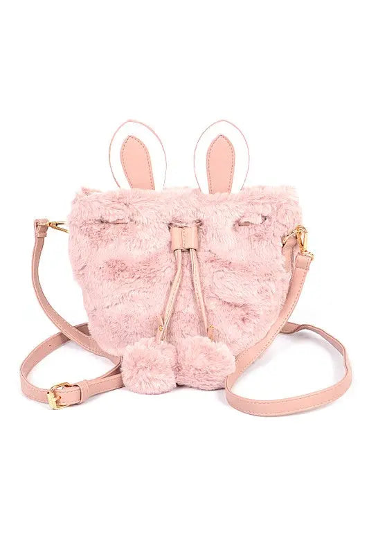Faux Fur Plush Bunny Ear Crossbody Swing Bag LA Jewelry Plaza DARK PINK O/S
