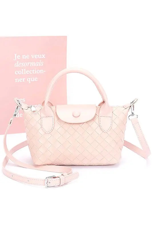 Embossed Textured Top Handle Small Crossbody Bag LA Jewelry Plaza Pink O/S
