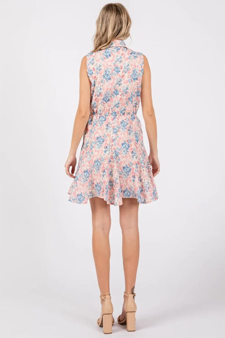 GeeGee Floral Sleeveless Mini Dress Dresses Trendsi   