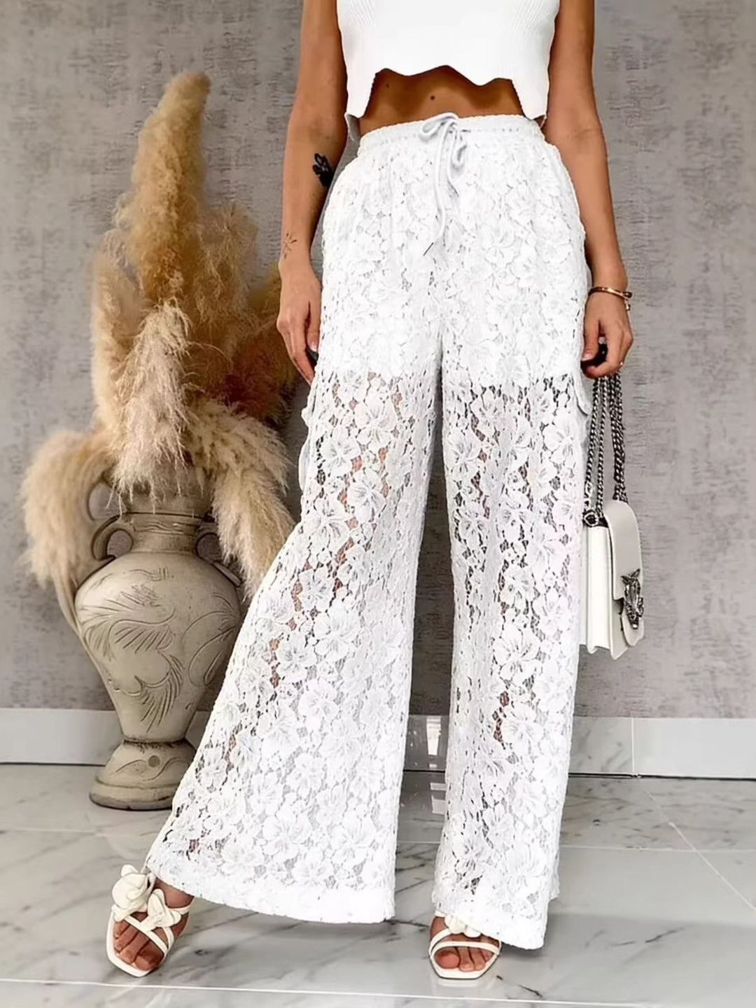 Romance in Lace Wide-Leg Pants Trendsi