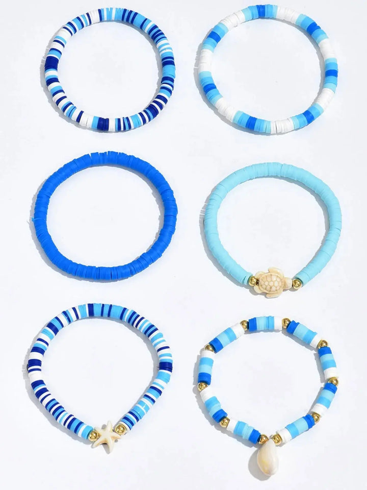 6-Piece Ceramic Beaded Shell Bracelet Bracelets Trendsi