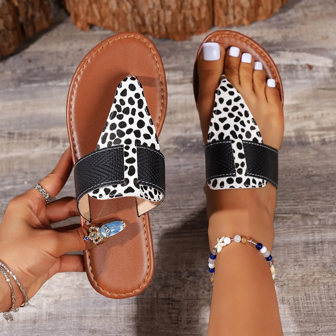 Animal Print Open Toe Sandals Shoes Trendsi 5 Black 