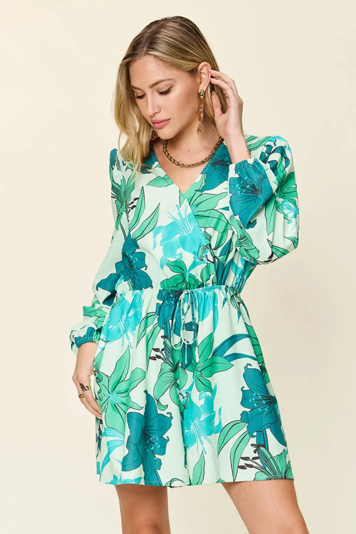 Double Take Floral Long Sleeve Romper with Pockets Rompers Trendsi   