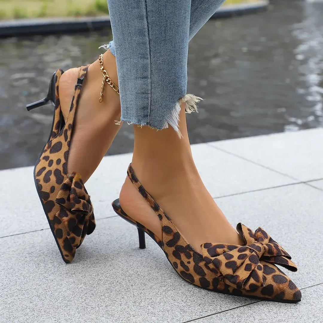 On the Prowl Bow Kitten Heels Shoes Trendsi