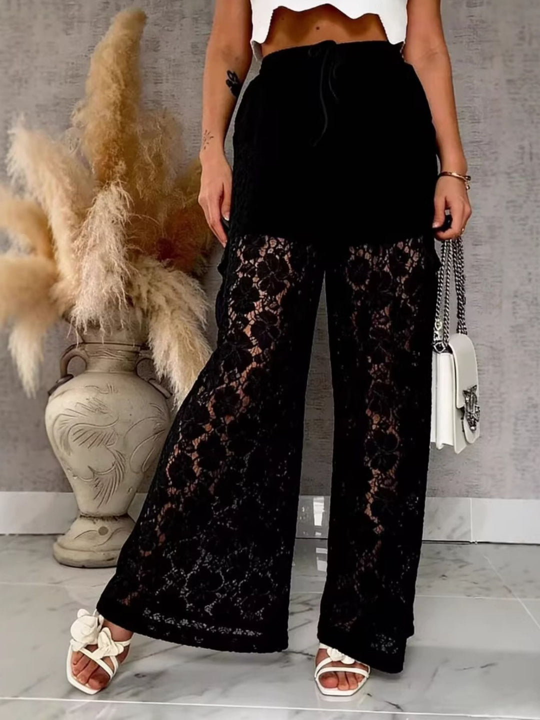 Romance in Lace Wide-Leg Pants Trendsi