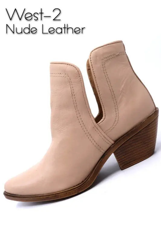 Western Style Cut Out Leather Booties Miami Shoe Wholesale