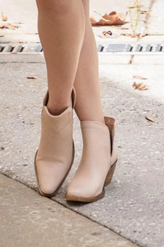 Western Style Cut Out Leather Booties Miami Shoe Wholesale