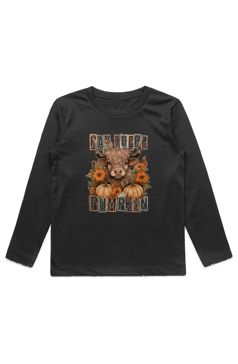 Hay There Pumpkin Kids Long Sleeve Tee Kids & Baby Clothing Apliiq 2 Black 