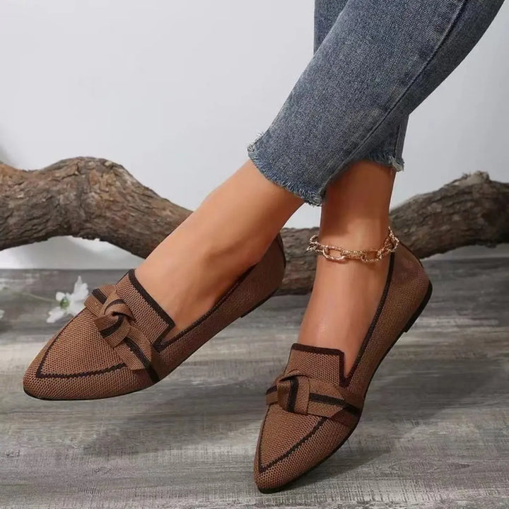 Bow Contrast Trim Point Toe Loafers Shoes Trendsi   