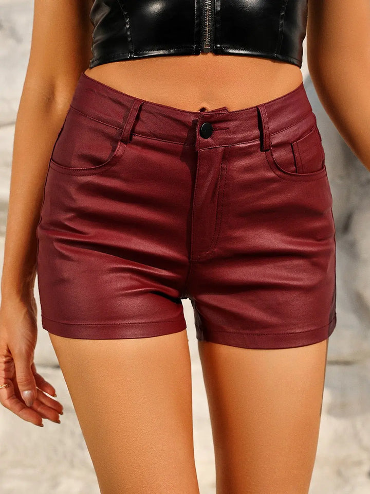 High Waist Shorts with Pockets Shorts Trendsi   