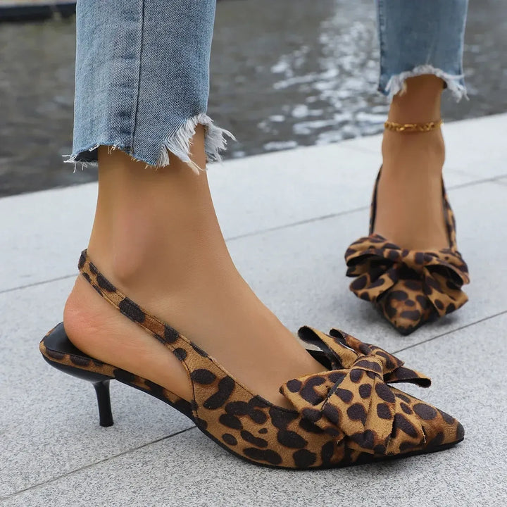 On the Prowl Bow Kitten Heels Shoes Trendsi