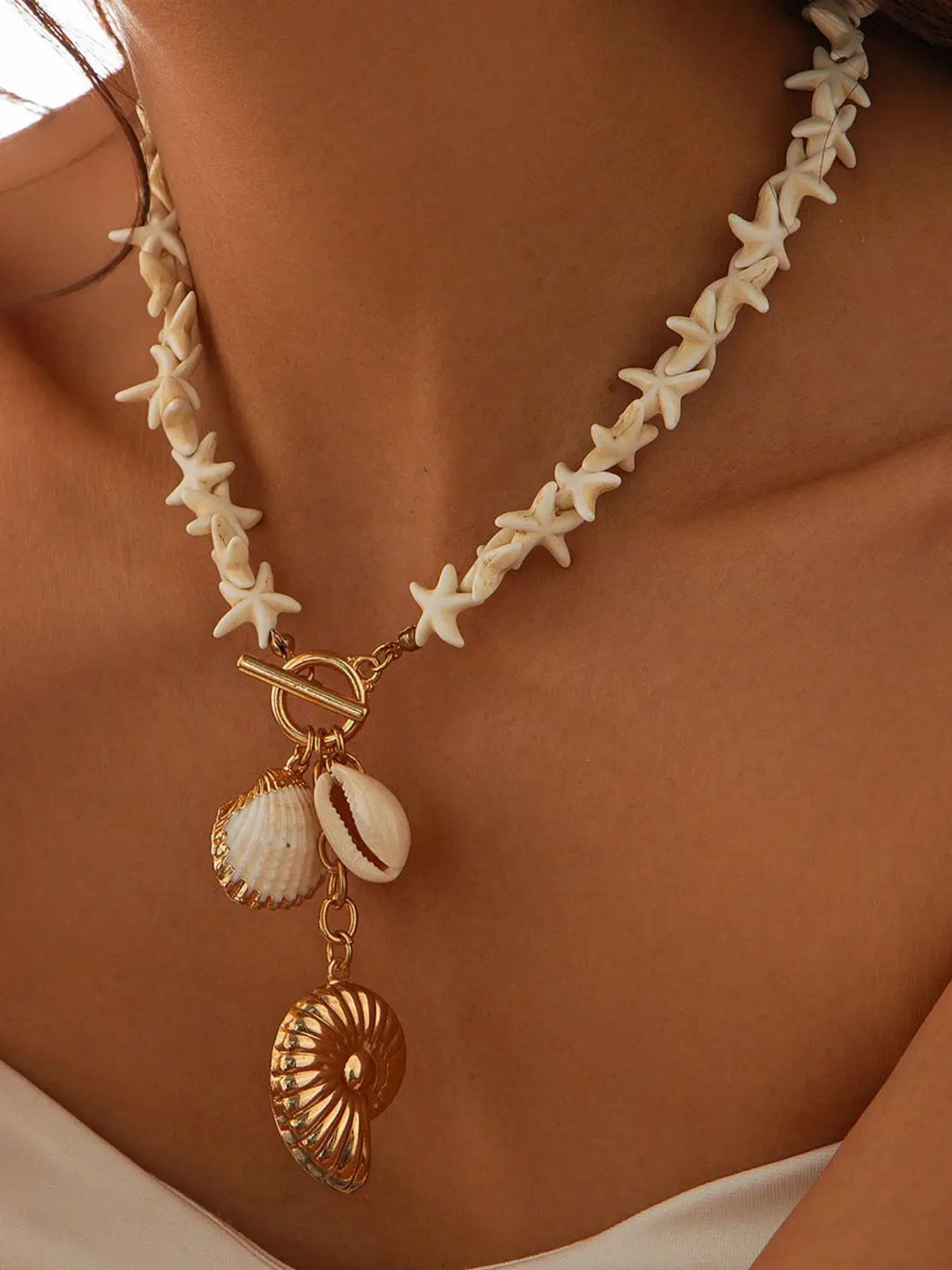Starfish Shell Pendant Necklace Necklaces Trendsi