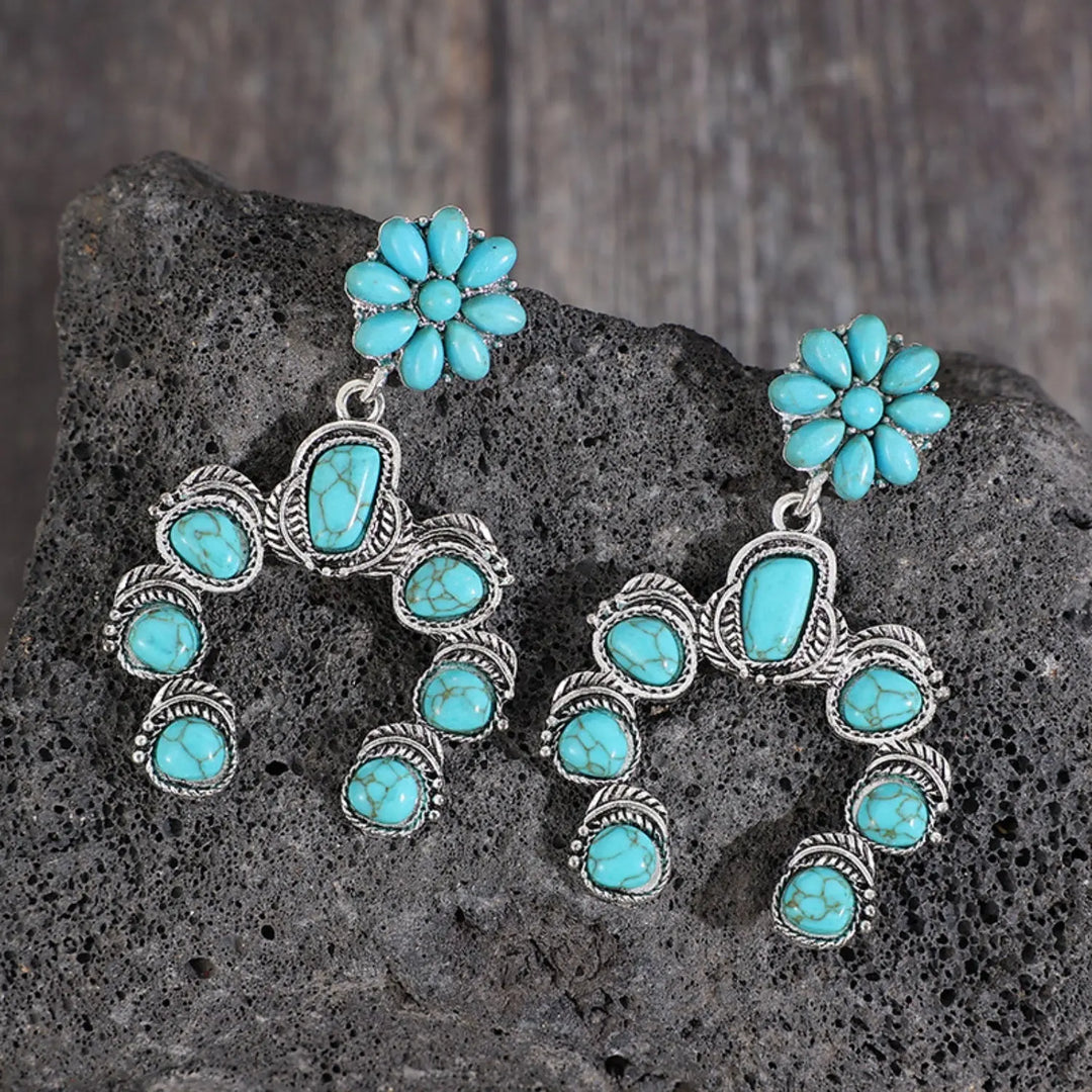 Artificial Turquoise Alloy Dangle Earrings Earrings Trendsi Turquoise  