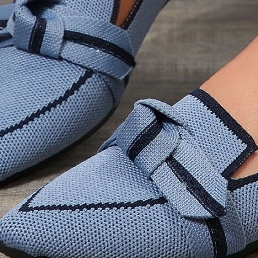 Bow Contrast Trim Point Toe Loafers Shoes Trendsi   