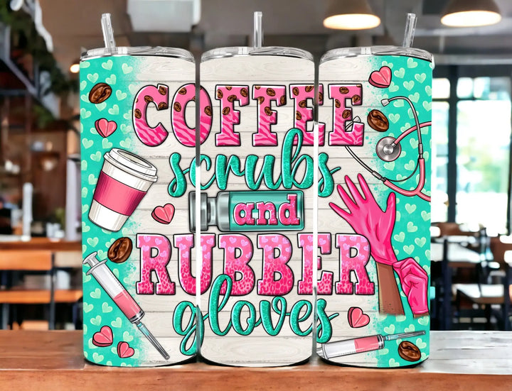 Healthcare-Themed Drinkware Tumblers Kimz Cove 20 oz. Skinny Coffee Scrubs & Rubber Gloves 