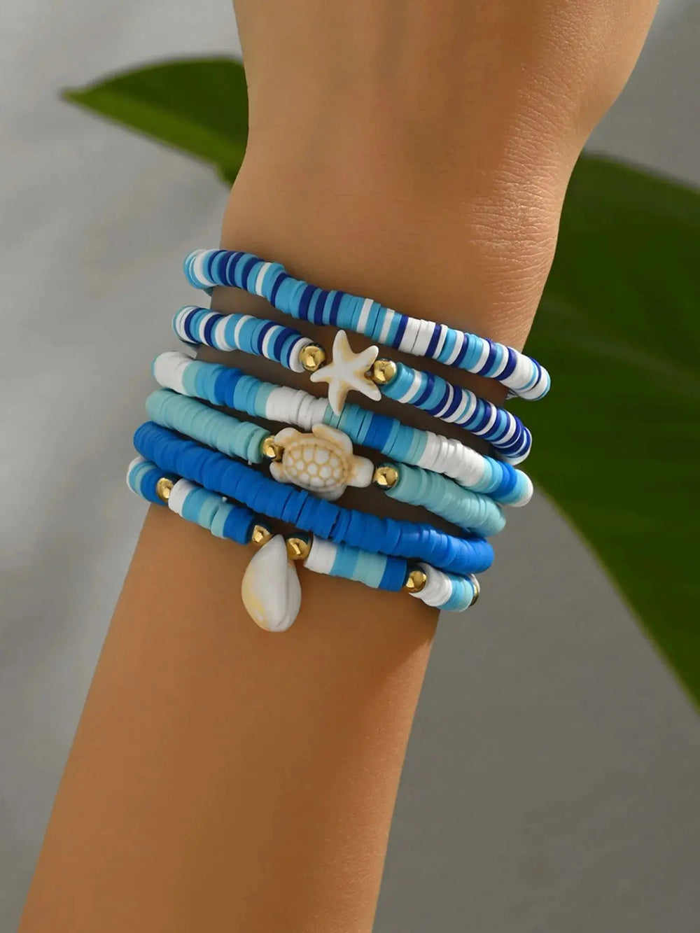 6-Piece Ceramic Beaded Shell Bracelet Bracelets Trendsi
