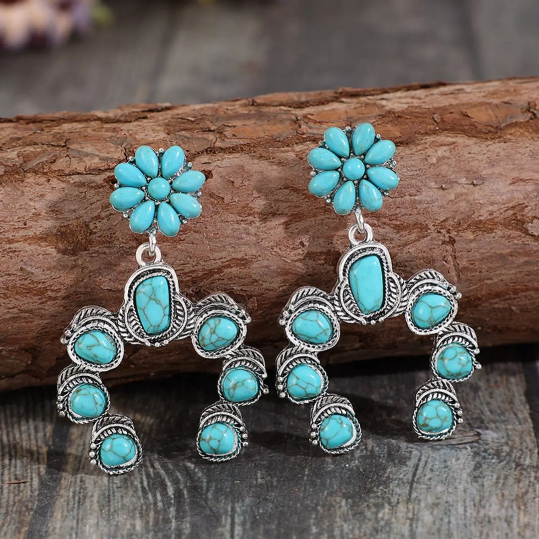 Artificial Turquoise Alloy Dangle Earrings Earrings Trendsi   