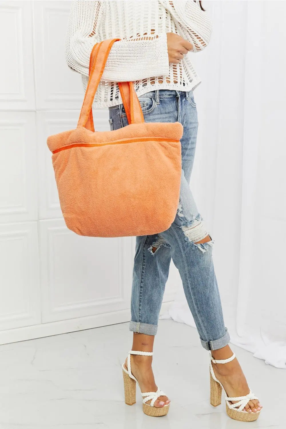 Fame Found My Paradise Tote Bag Totes Trendsi One Size Tangerine 