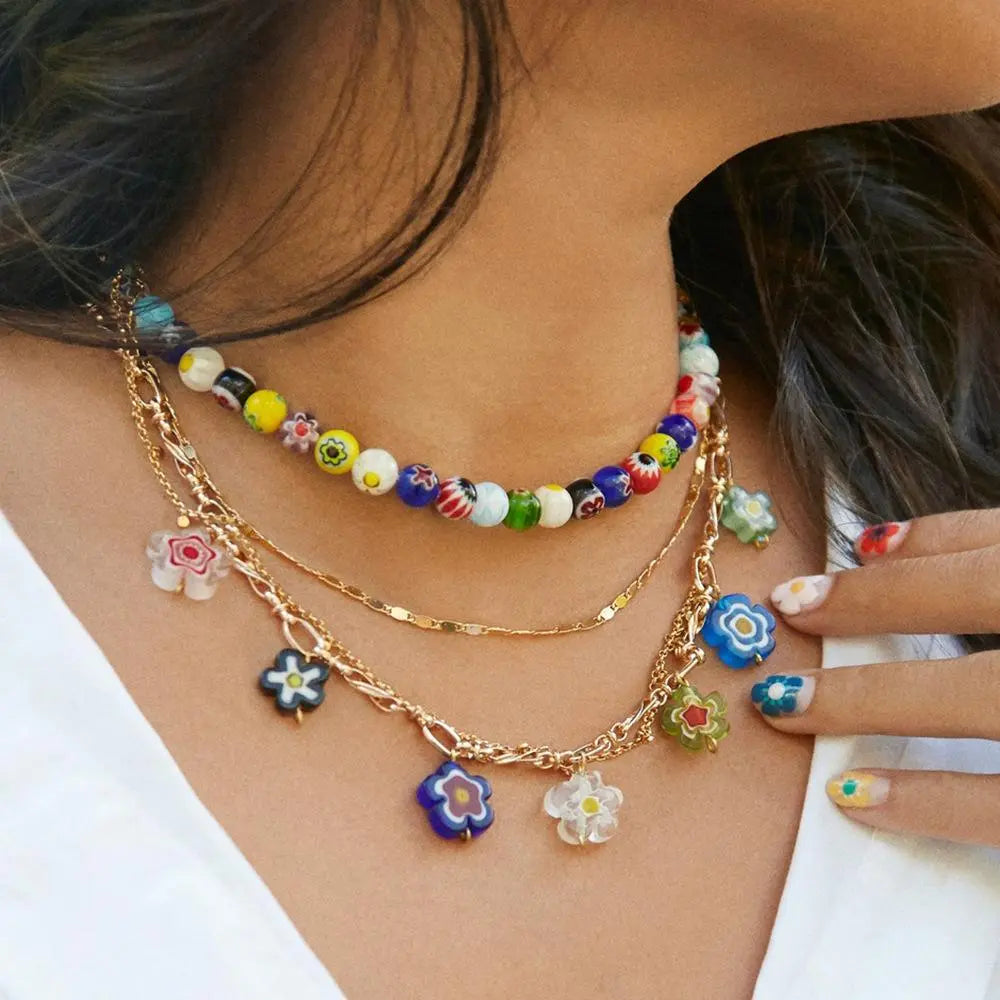 Multi-Color Two-Piece Layered Necklace Necklaces Yellow Pandora   