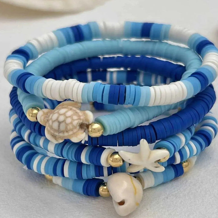 6-Piece Ceramic Beaded Shell Bracelet Bracelets Trendsi