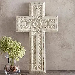 White Carved Wood Cross Home Decor & Gifts Faithworks   