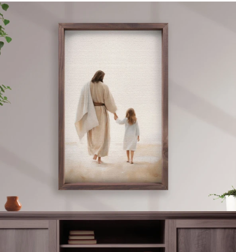 Jesus Walking Framed Linen Art Home Decor &amp; Gifts Faithworks