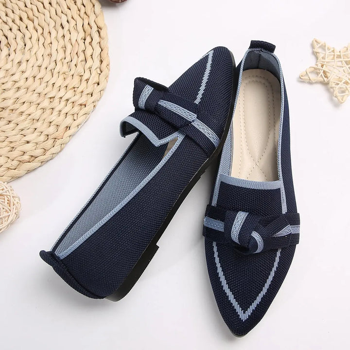 Bow Contrast Trim Point Toe Loafers Shoes Trendsi   