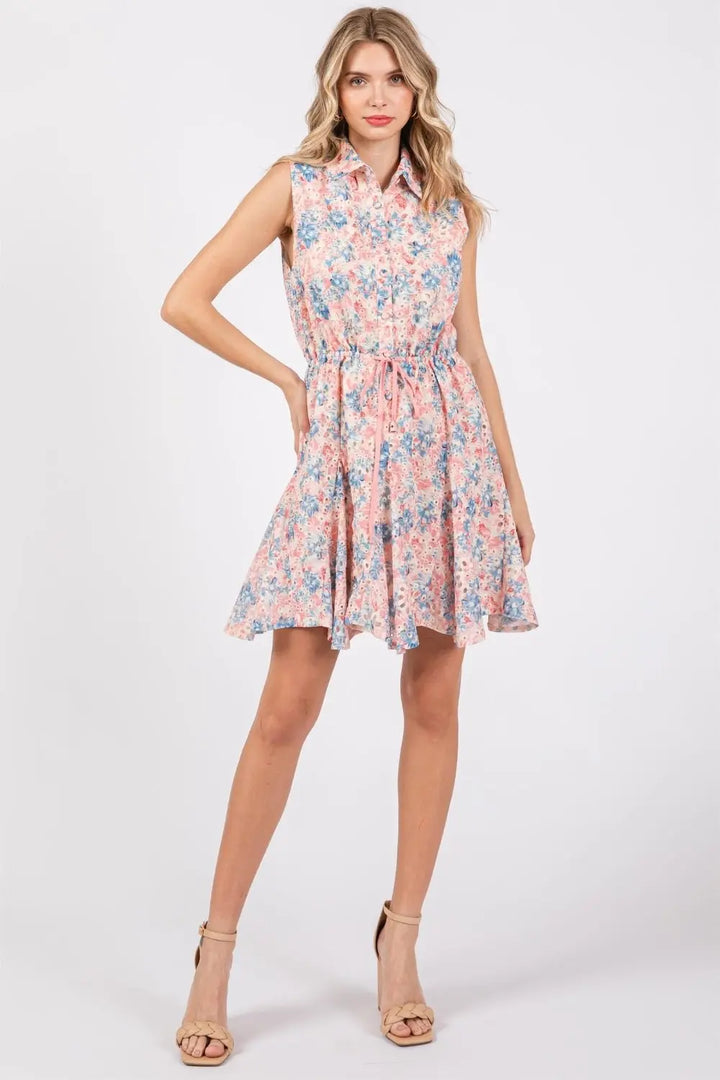 GeeGee Floral Sleeveless Mini Dress Dresses Trendsi   