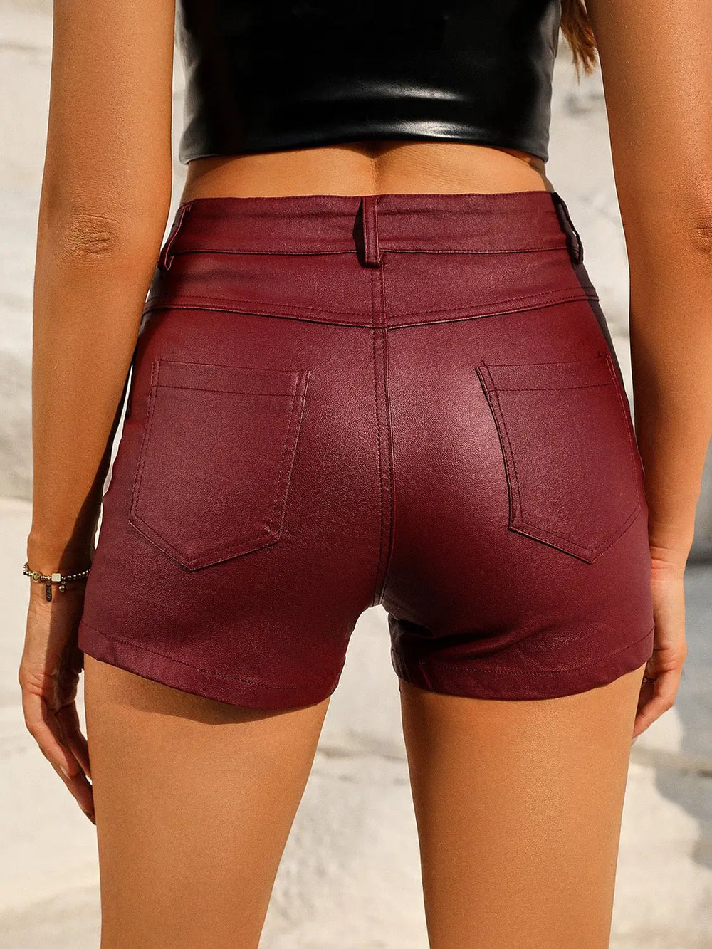 High Waist Shorts with Pockets Shorts Trendsi   