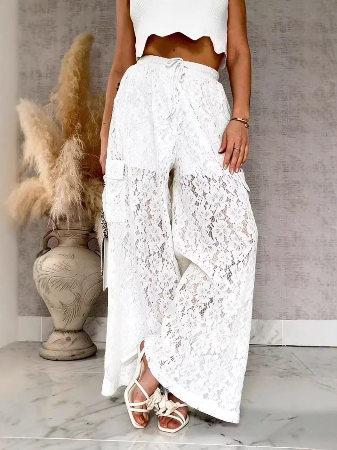 Romance in Lace Wide-Leg Pants Trendsi