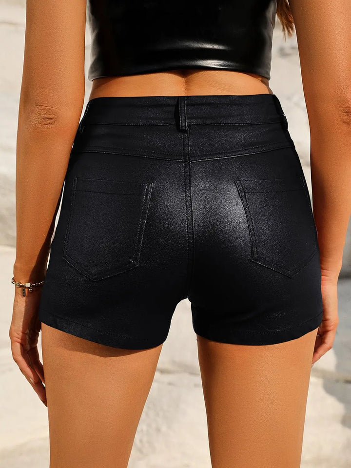 High Waist Shorts with Pockets Shorts Trendsi   