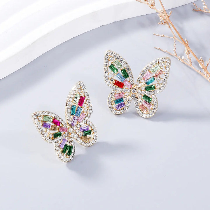 Alloy Inlaid Rhinestone Butterfly Earrings Earrings Trendsi   