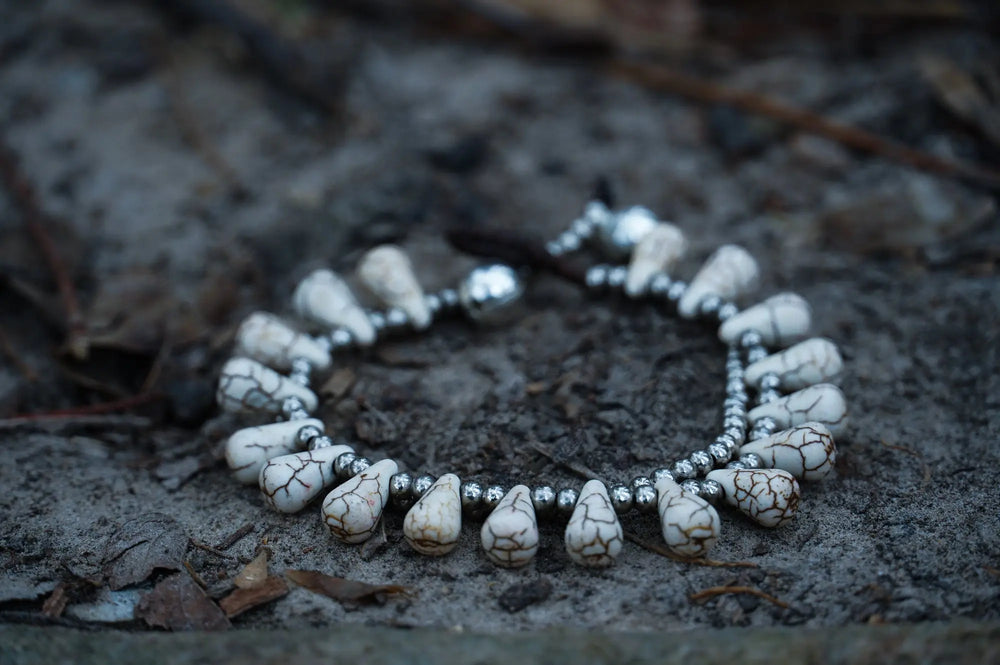 Double-Stranded Boho Silver Bracelet Bracelets Tan Smokey   