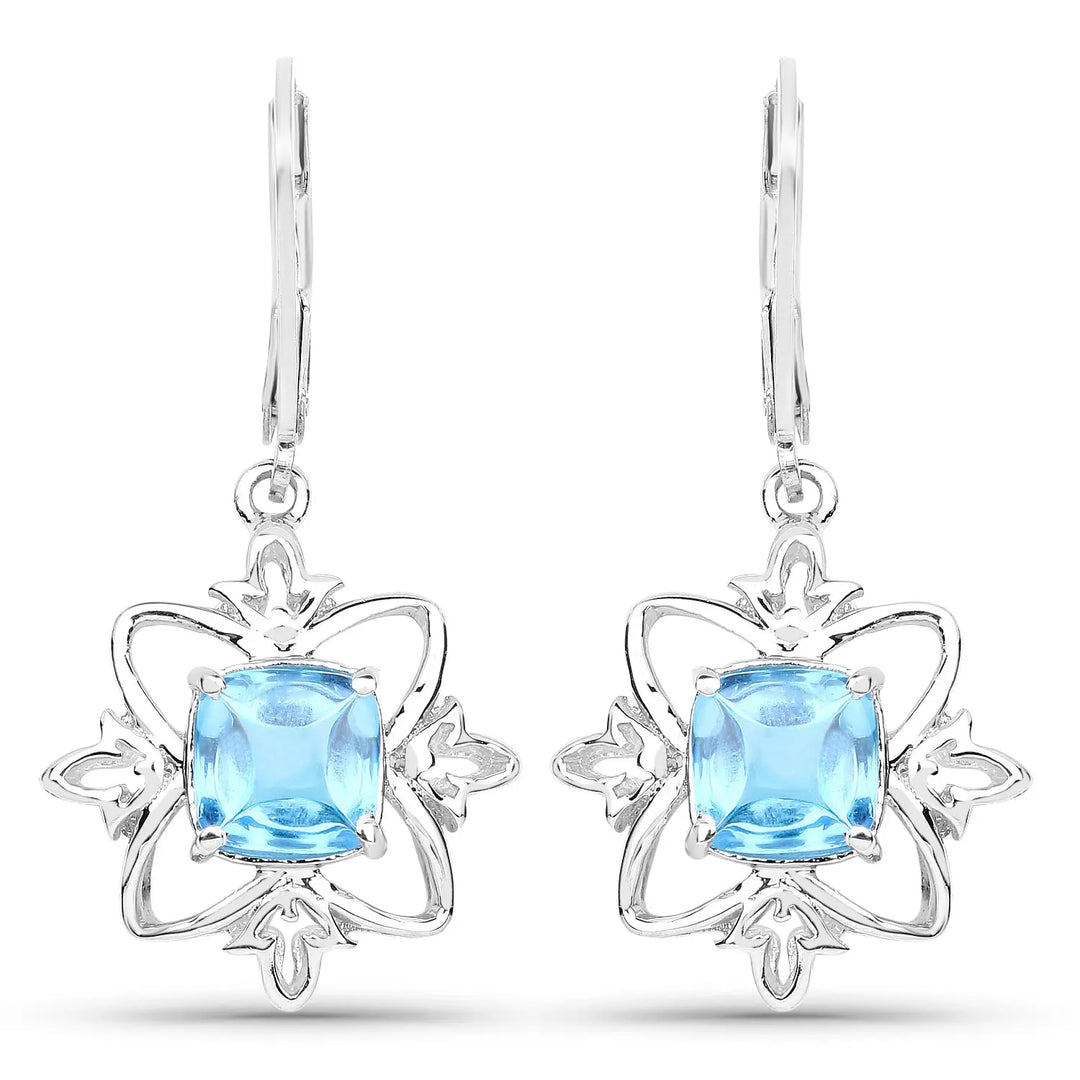 Genuine Swiss Blue Topaz & Sterling Silver Earrings Earrings Carmine Hercules   