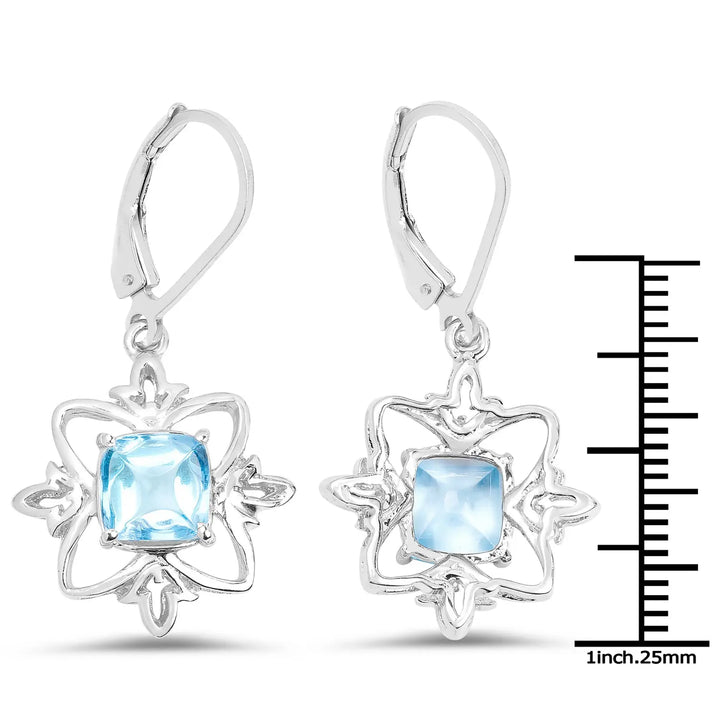 Genuine Swiss Blue Topaz & Sterling Silver Earrings Earrings Carmine Hercules   