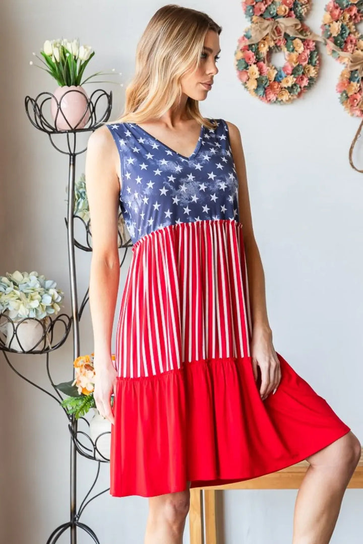 US Flag Theme Tank Dress Dresses Trendsi   