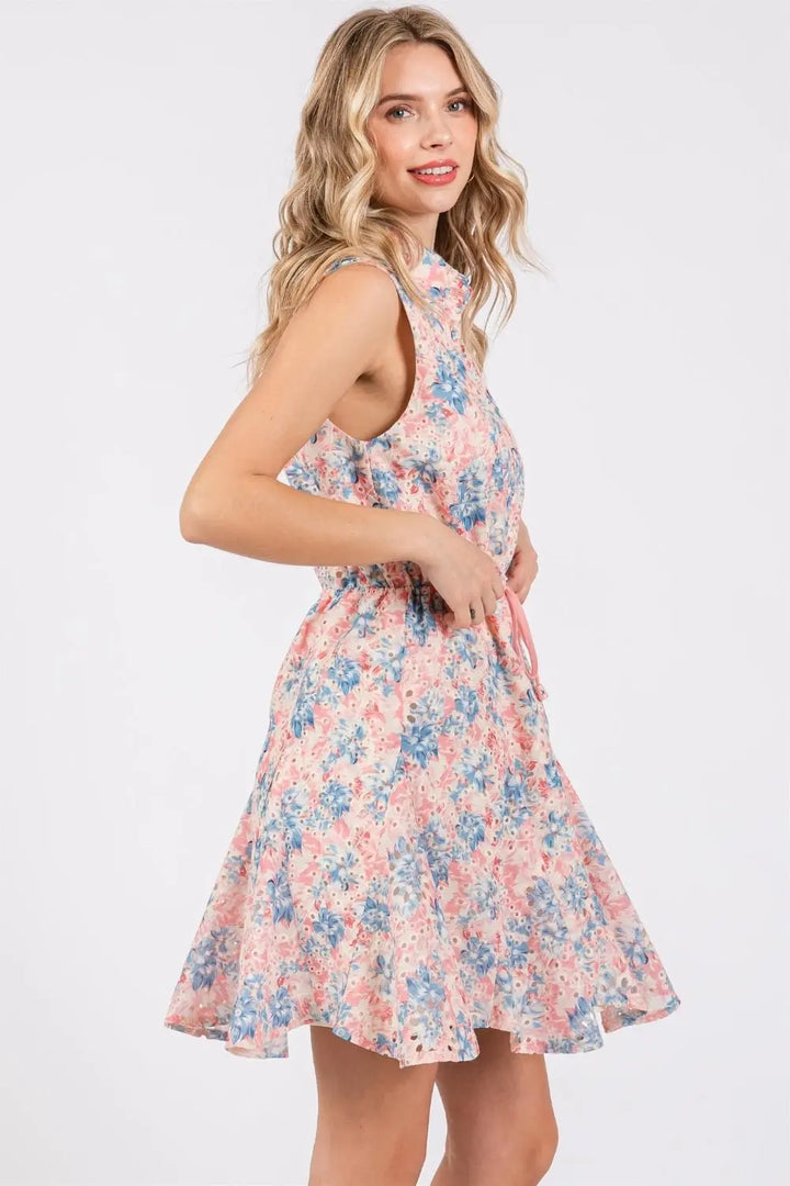 GeeGee Floral Sleeveless Mini Dress Dresses Trendsi   