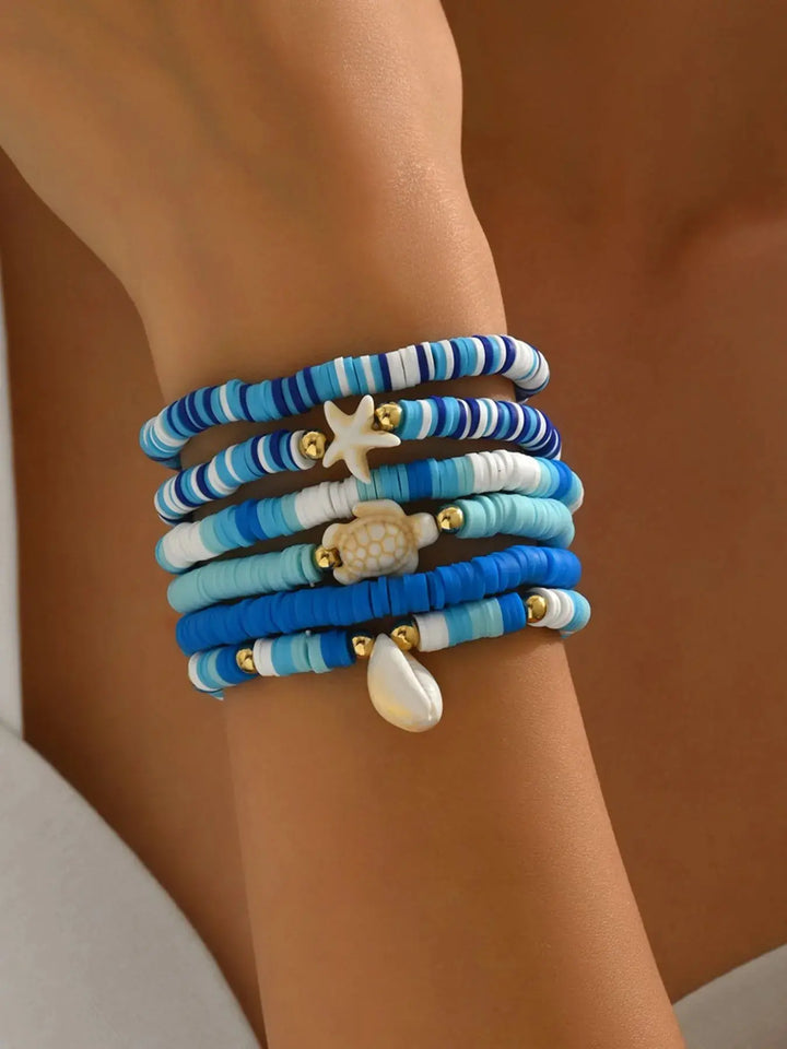 6-Piece Ceramic Beaded Shell Bracelet Bracelets Trendsi