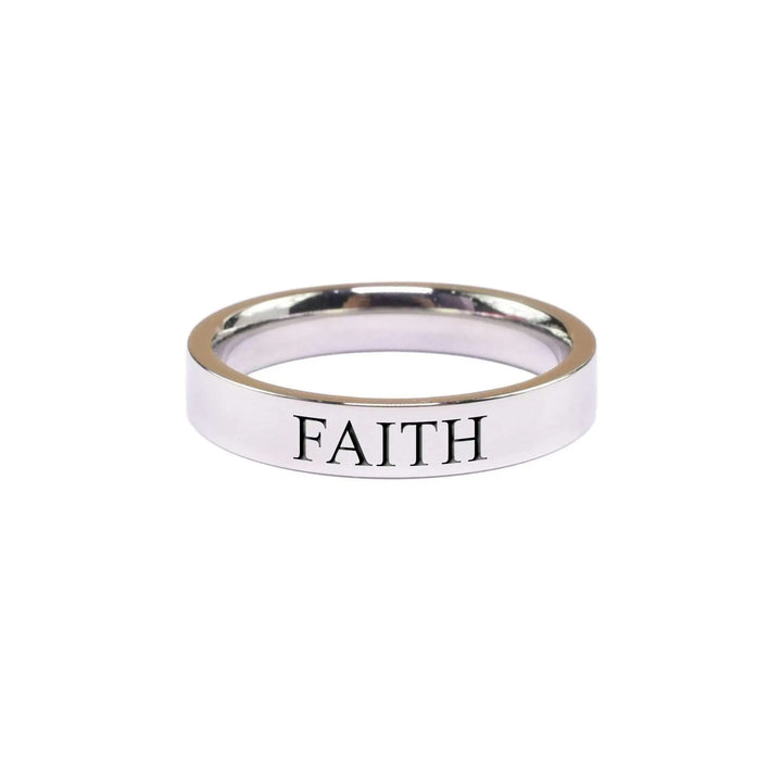 Faith Comfort Fit Inspirational Ring Rings Sky Blue Lily 5 Silver Tone 