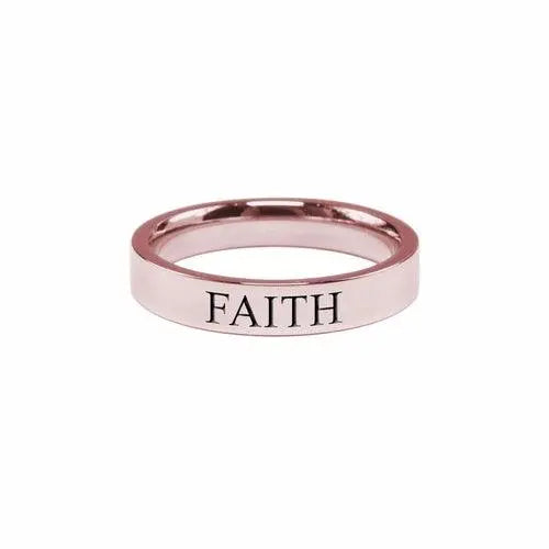 Faith Comfort Fit Inspirational Ring Rings Sky Blue Lily 5 Rose Gold Tone 