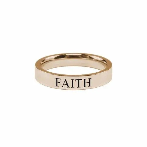 Faith Comfort Fit Inspirational Ring Rings Sky Blue Lily 5 Gold Tone 