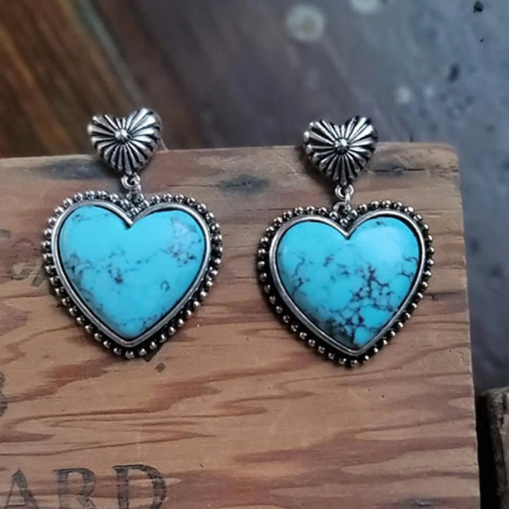 Turquoise Heart Dangle Earrings Earrings Trendsi Turquoise  