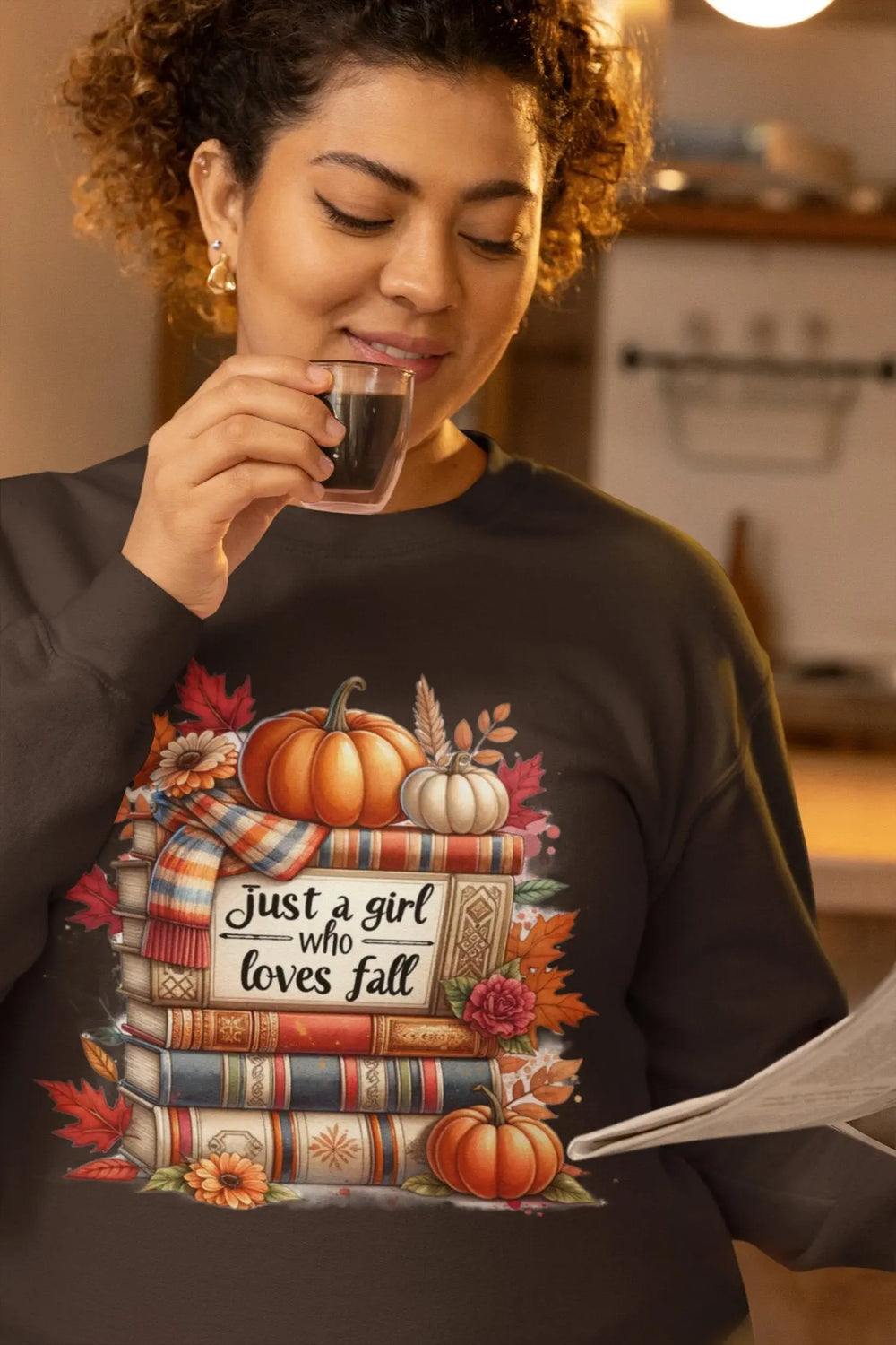 Just a Girl (With Books) Sweatshirts Apliiq SM Dark Chocolate 