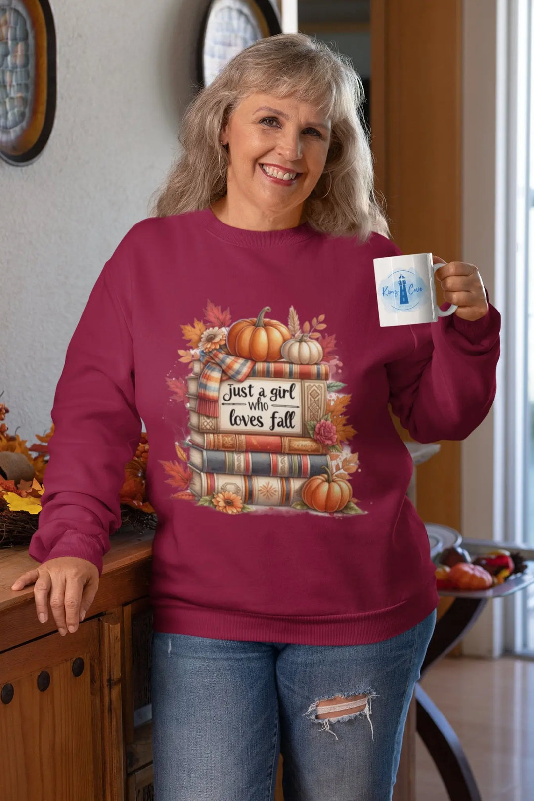 Just a Girl (With Books) Sweatshirts Apliiq SM Garnet 