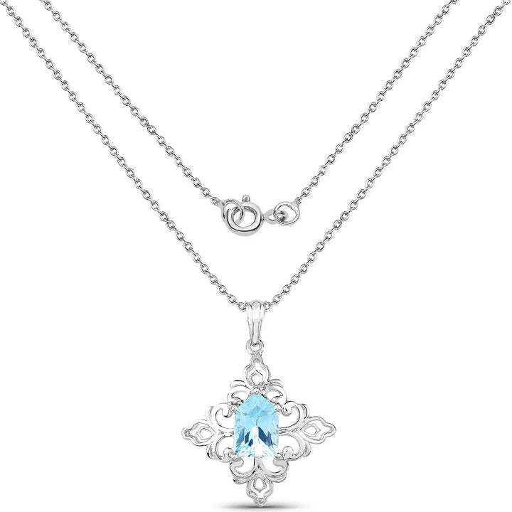 6.10 Carat Genuine Swiss Blue Topaz .925 Sterling Silver Pendant Necklaces Carmine Hercules   