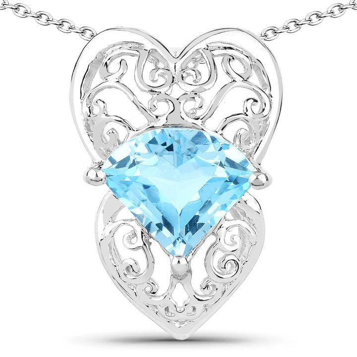 Genuine Swiss Blue Topaz Sterling Silver Pendant Necklaces Carmine Hercules   