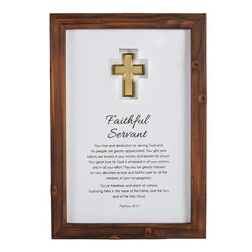 Pastor Appreciation Framed Wall Art with Cross Home Decor & Gifts Faithworks Faithful Servant  