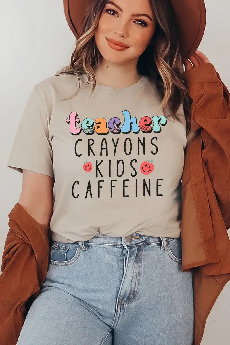 Teacher Crayons Kids Caffeine T-Shirt Shirts & Tops Agate   