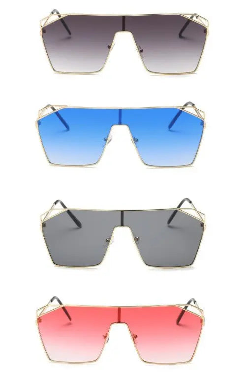 Square Oversize Tinted Fashion Sunglasses Sunglasses Cramilo Eyewear   