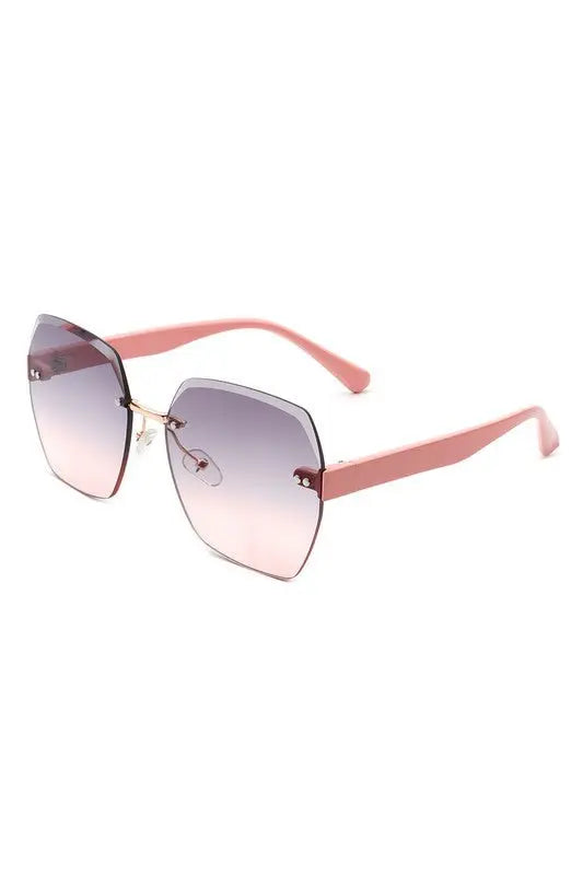 Oversize Square Geometric Rimless Sunglasses Sunglasses Cramilo Eyewear   